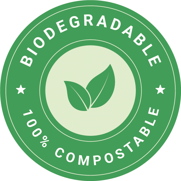 polar fresh Green Biodegradable Compostable text on environmentally friendly packaging.